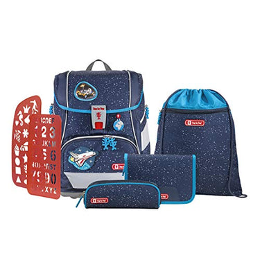 Step by Step Schulranzen-Set 2IN1 Plus „Sky Rocket Rico“ 6-teilig, blau-schwarz, ergonomischer Tornister mit Reflektoren, höhenverstellbar mit Hüftgurt, Jungen, 1. Klasse, 19 im Sale